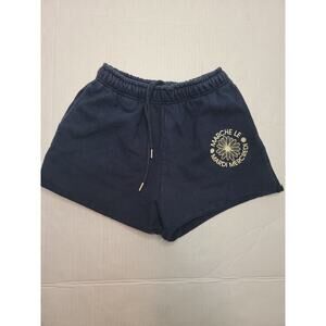 Mardi Mercredi Shorts Women's Free Size Pockets Sweats Drawstring Navy Blue